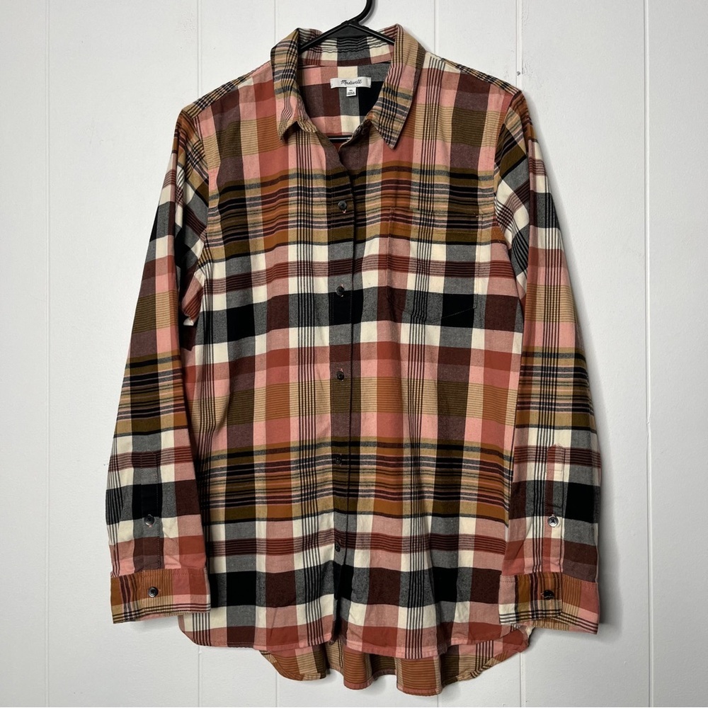 Madewell Multicolor Plaid Casual Shirt Flannel Size XL Pink/Cream/Black/Tan